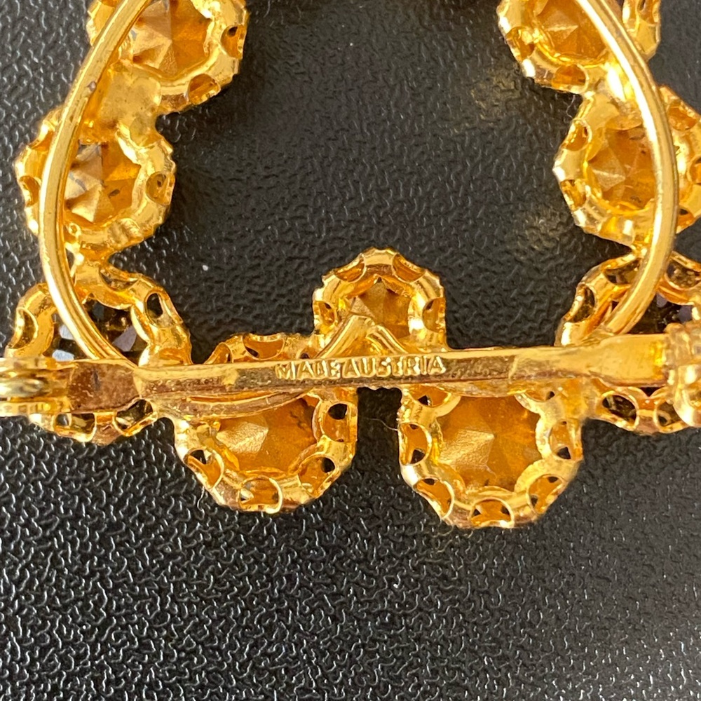 Austria Rhinestone Heart Brooch Pin - Picture 7 of 11